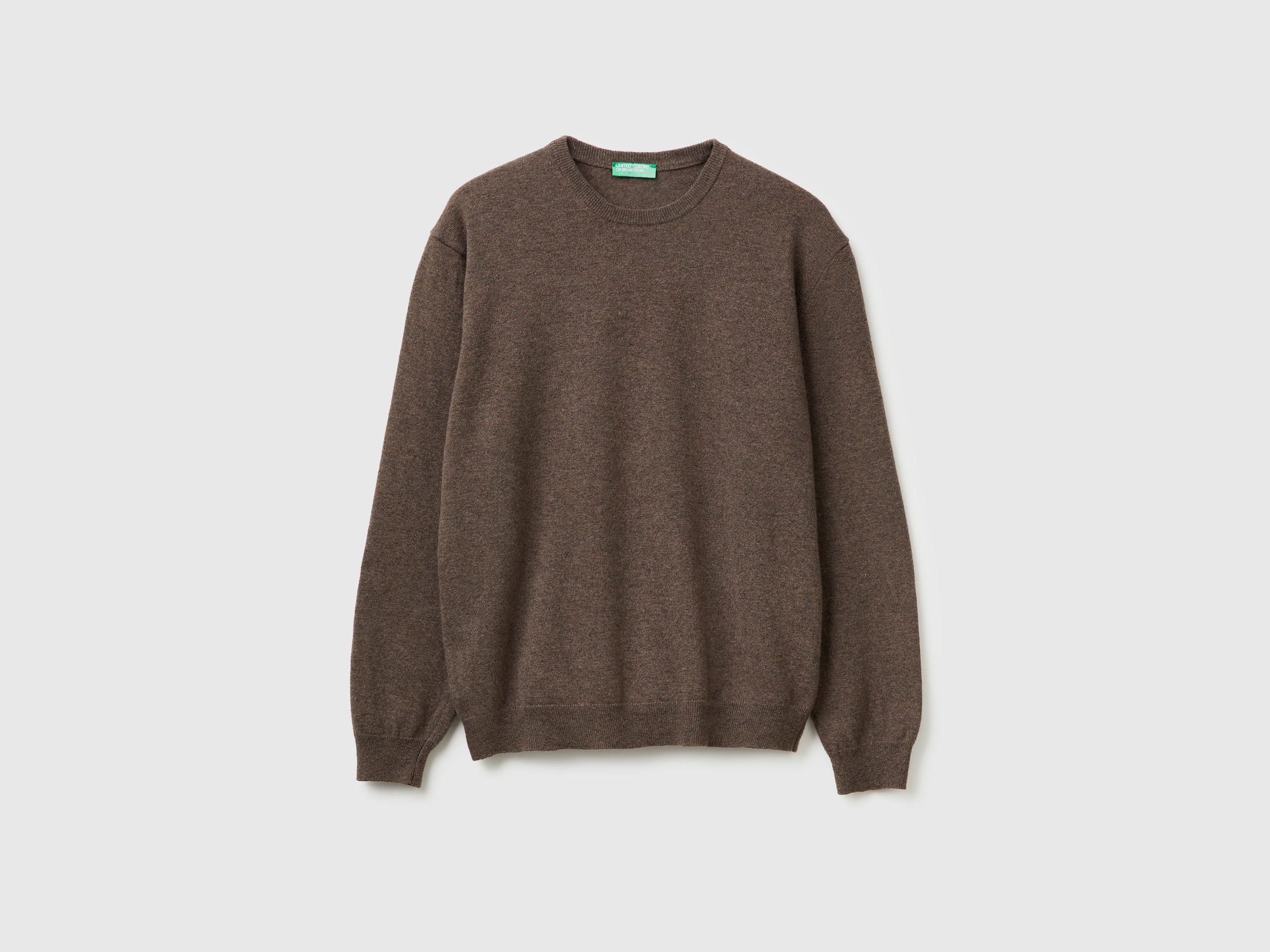 Camisola de gola redonda marrom em pura lã Merino - ucb_image_FS