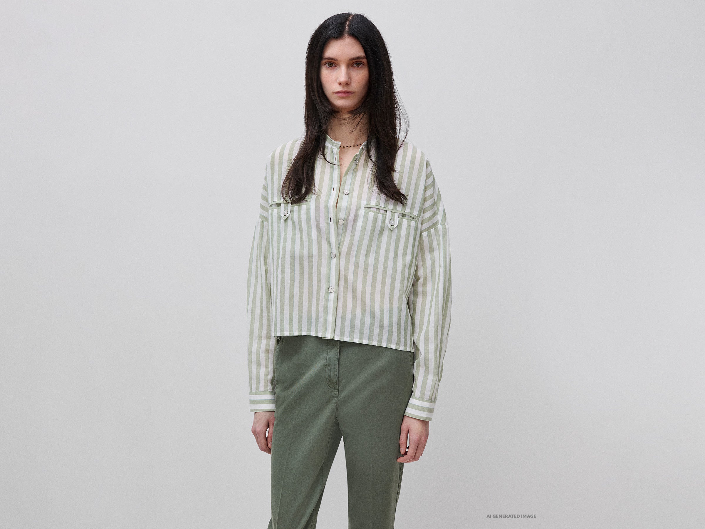 Camisa às riscas com gola coreana - ucb_image_F