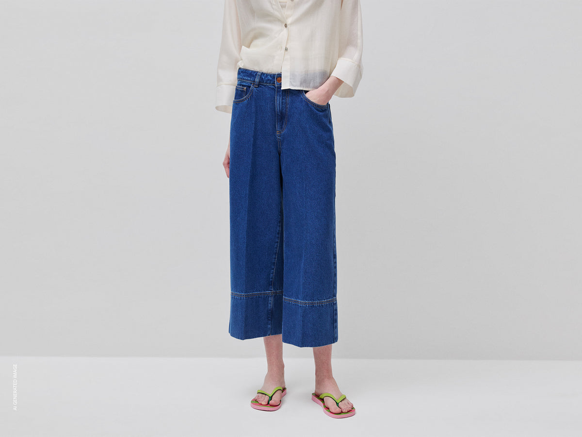 Calças em denim wide fit - ucb_image_F