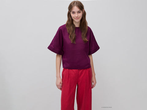 Blusa de gola redonda em linho puro - ucb_image_F