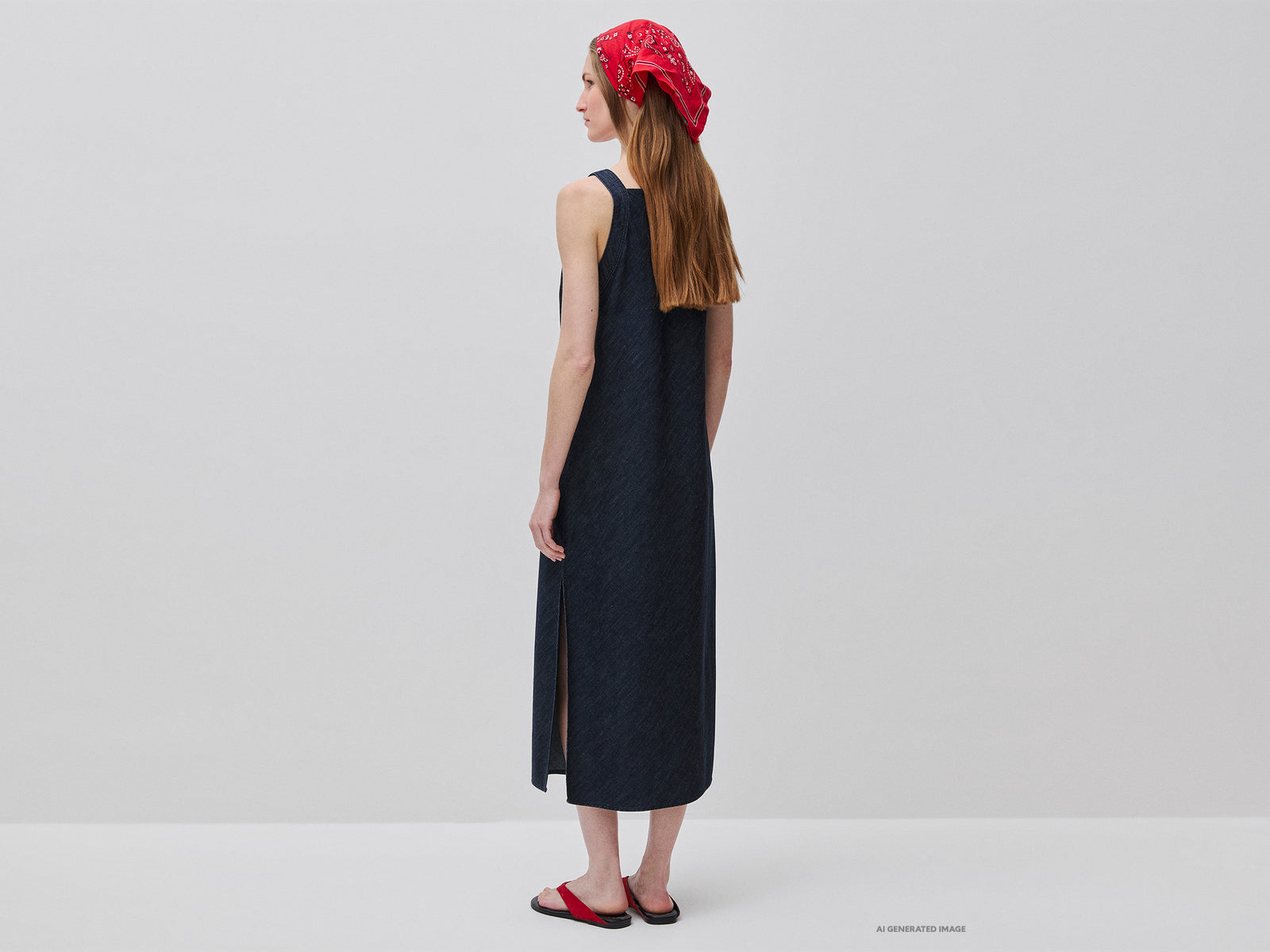 Vestido midi em denim - ucb_image_B