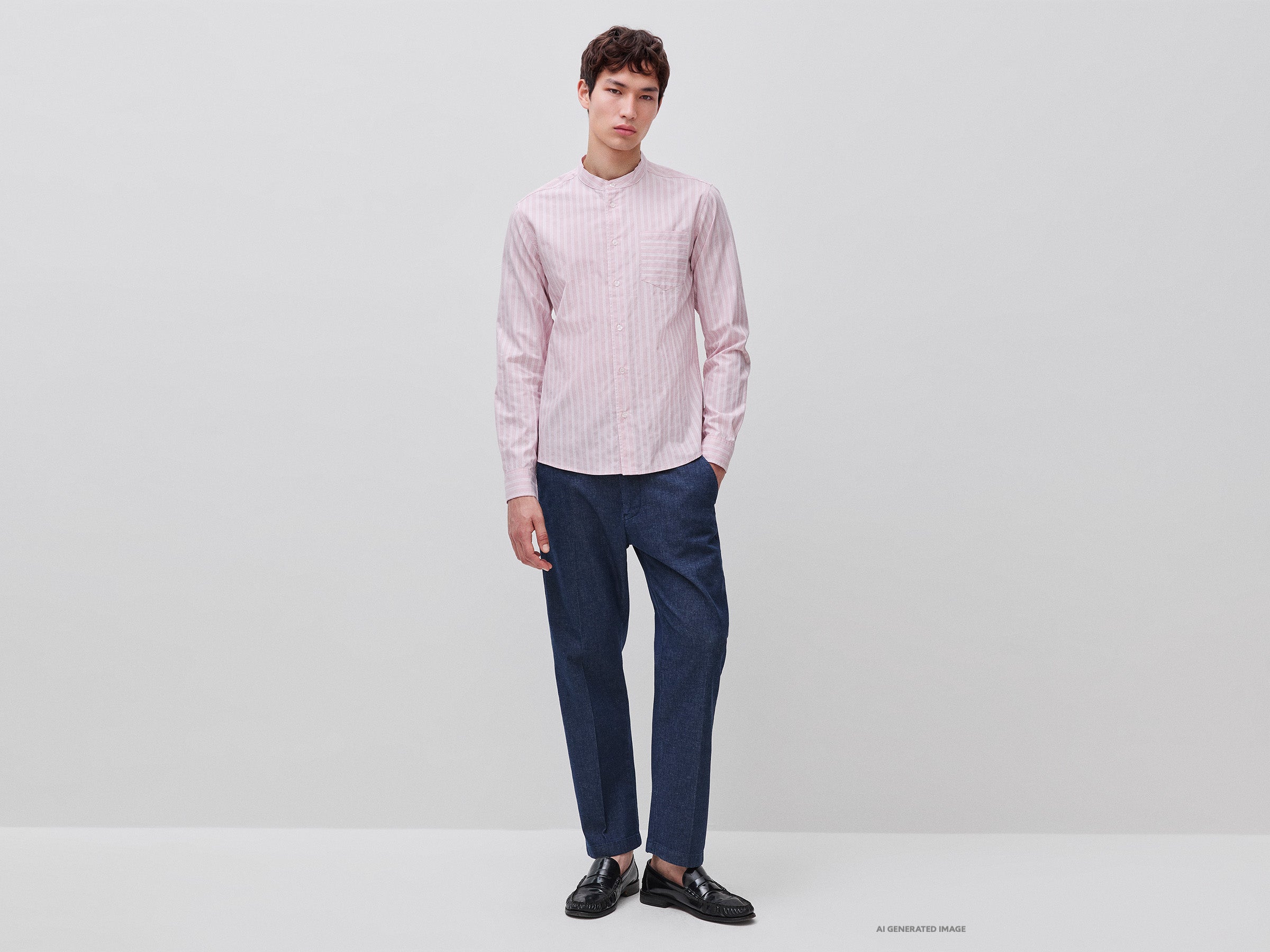 Camisa às riscas gola coreana - ucb_image_FY