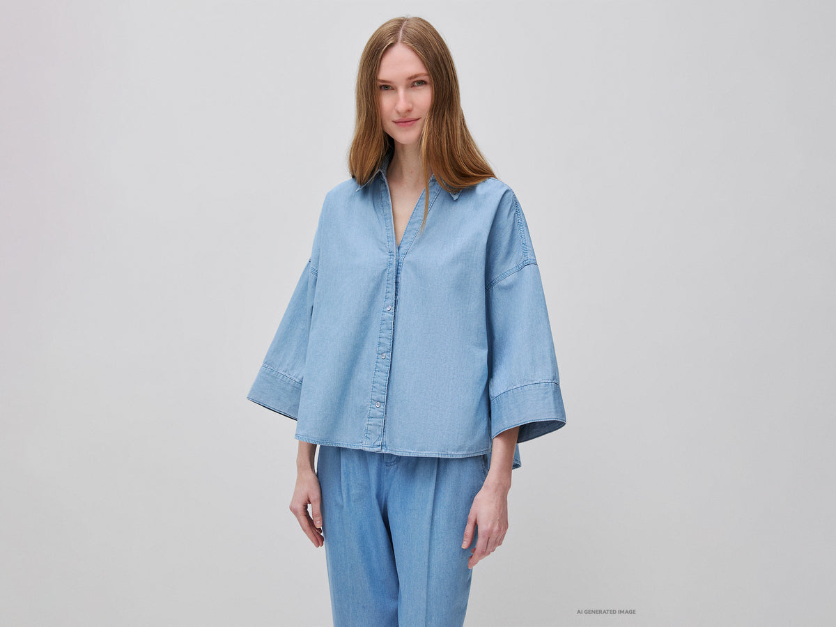 Camisa evasé em chambray - ucb_image_F