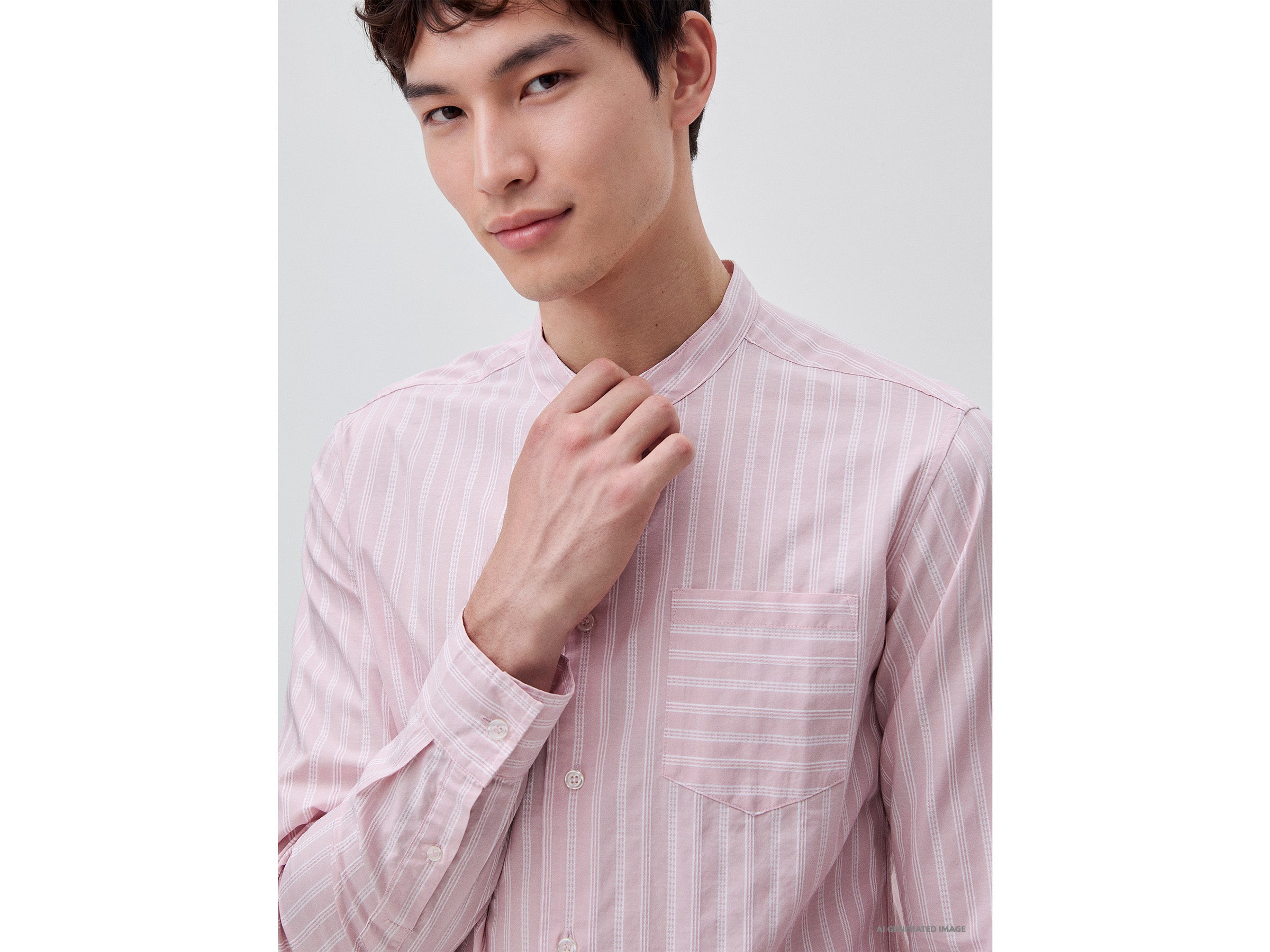 Camisa às riscas gola coreana - ucb_image_FY
