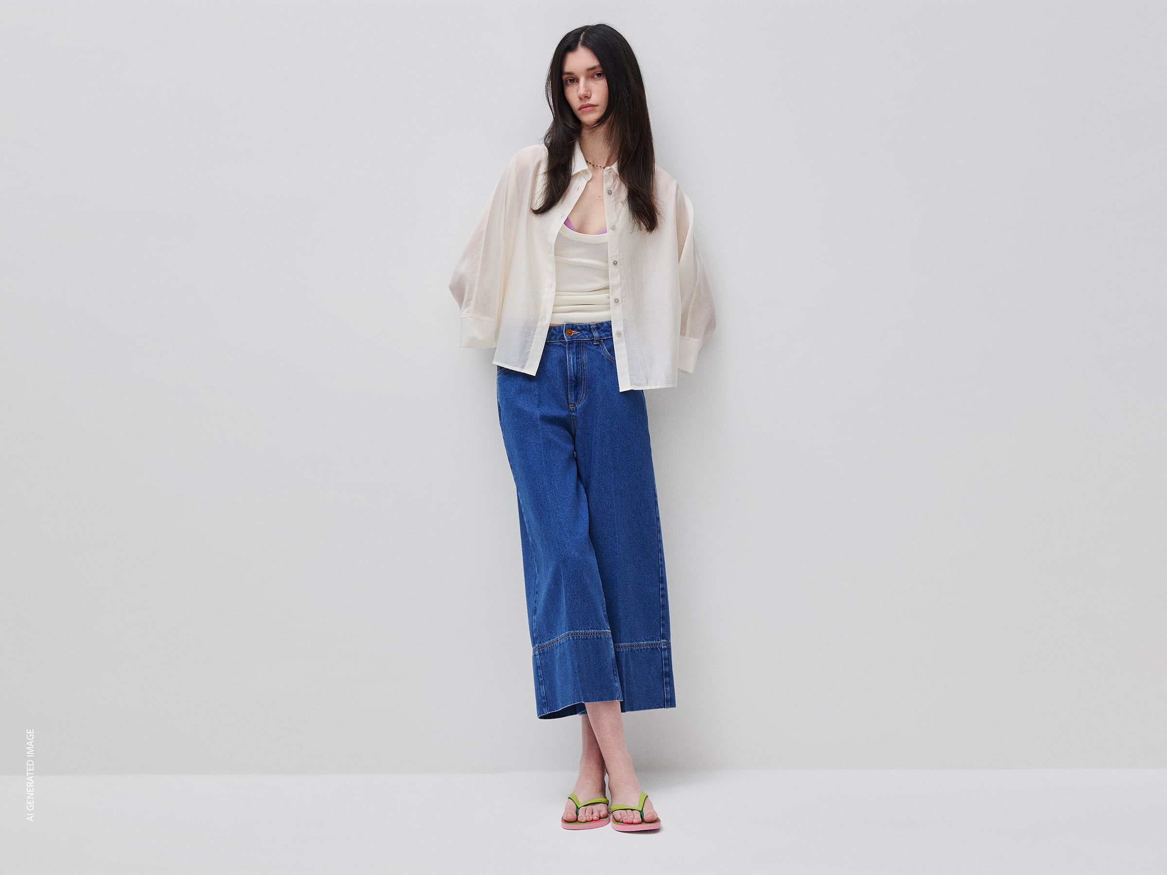 Calças em denim wide fit - ucb_image_FY