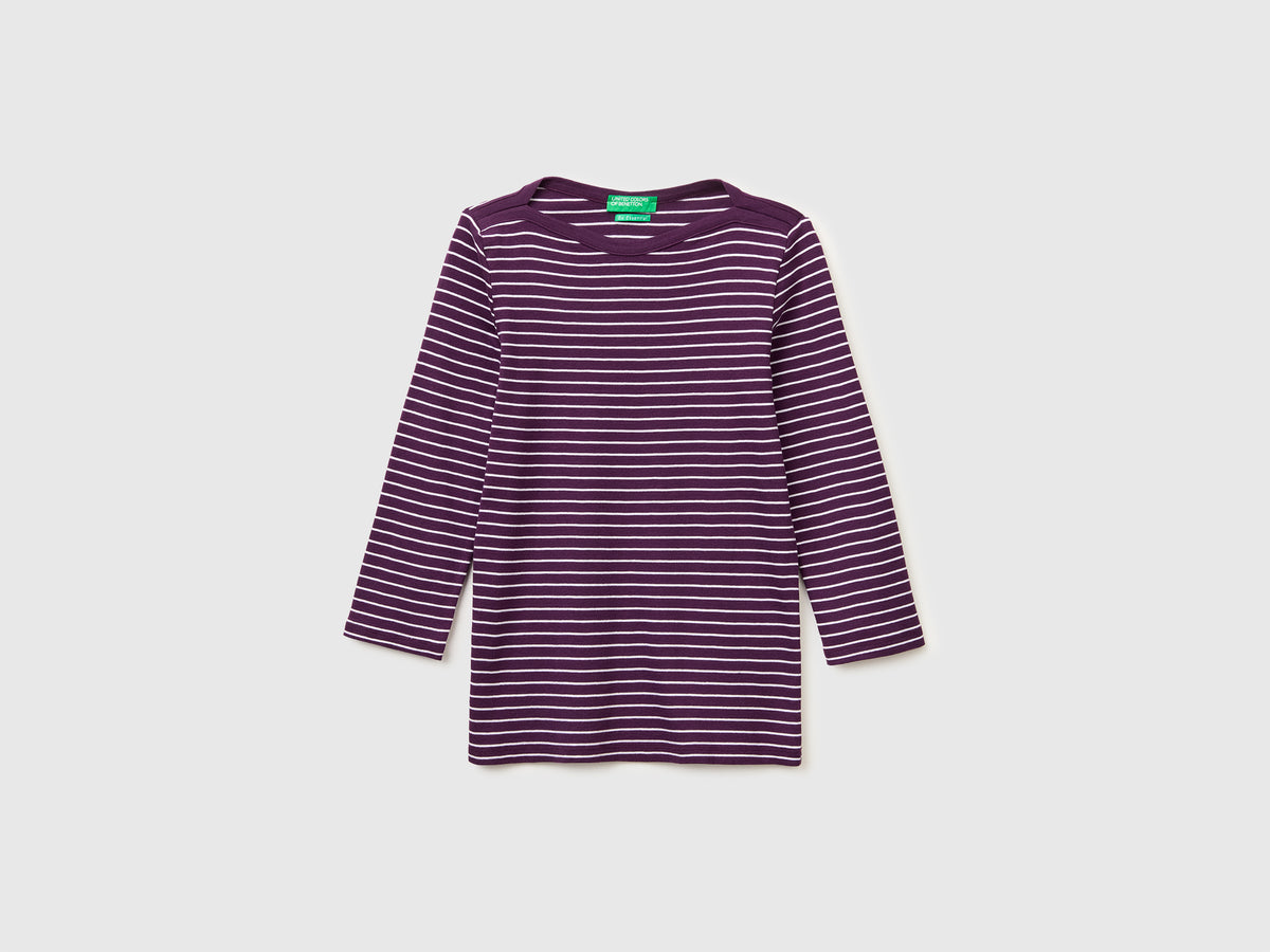 T-shirt às riscas com decote à barco - ucb_image_FS