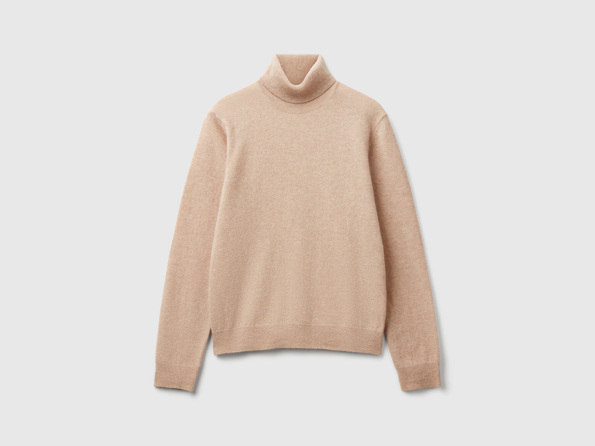 Camisola de gola alta bege em pura lã Merino - ucb_image_FS