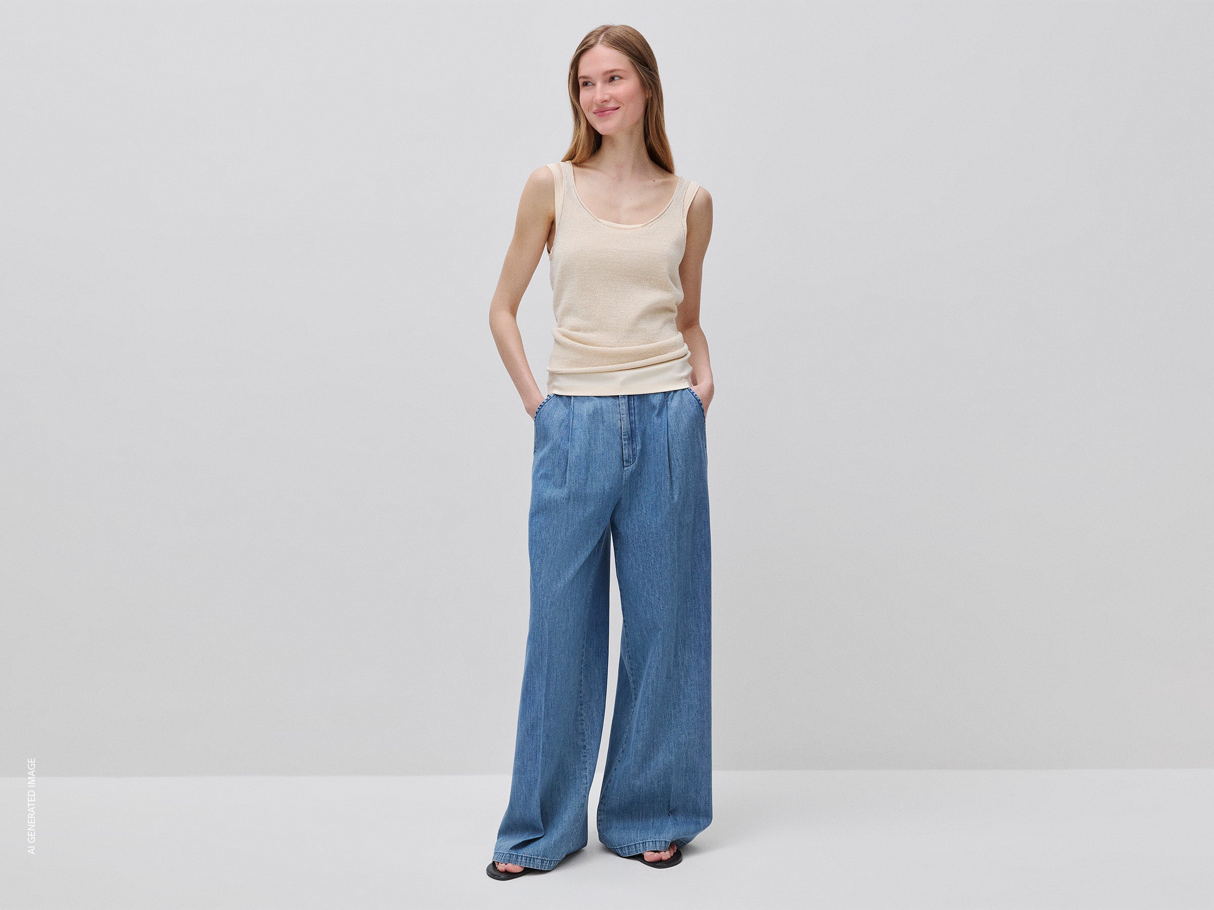 Calças wide fit em denim - ucb_image_FY