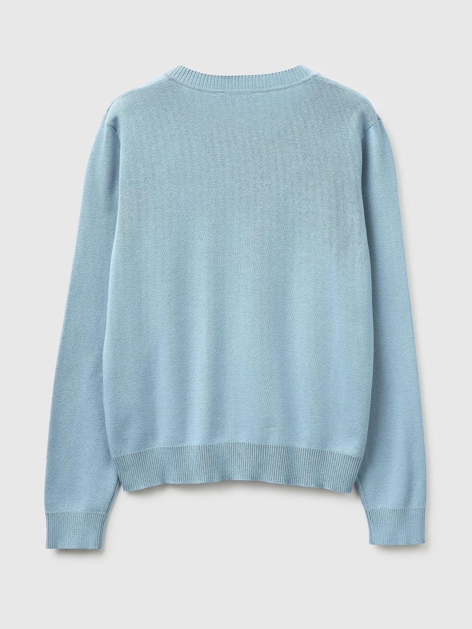 Light blue V-neck sweater in tricot cotton - ucb_image_BS