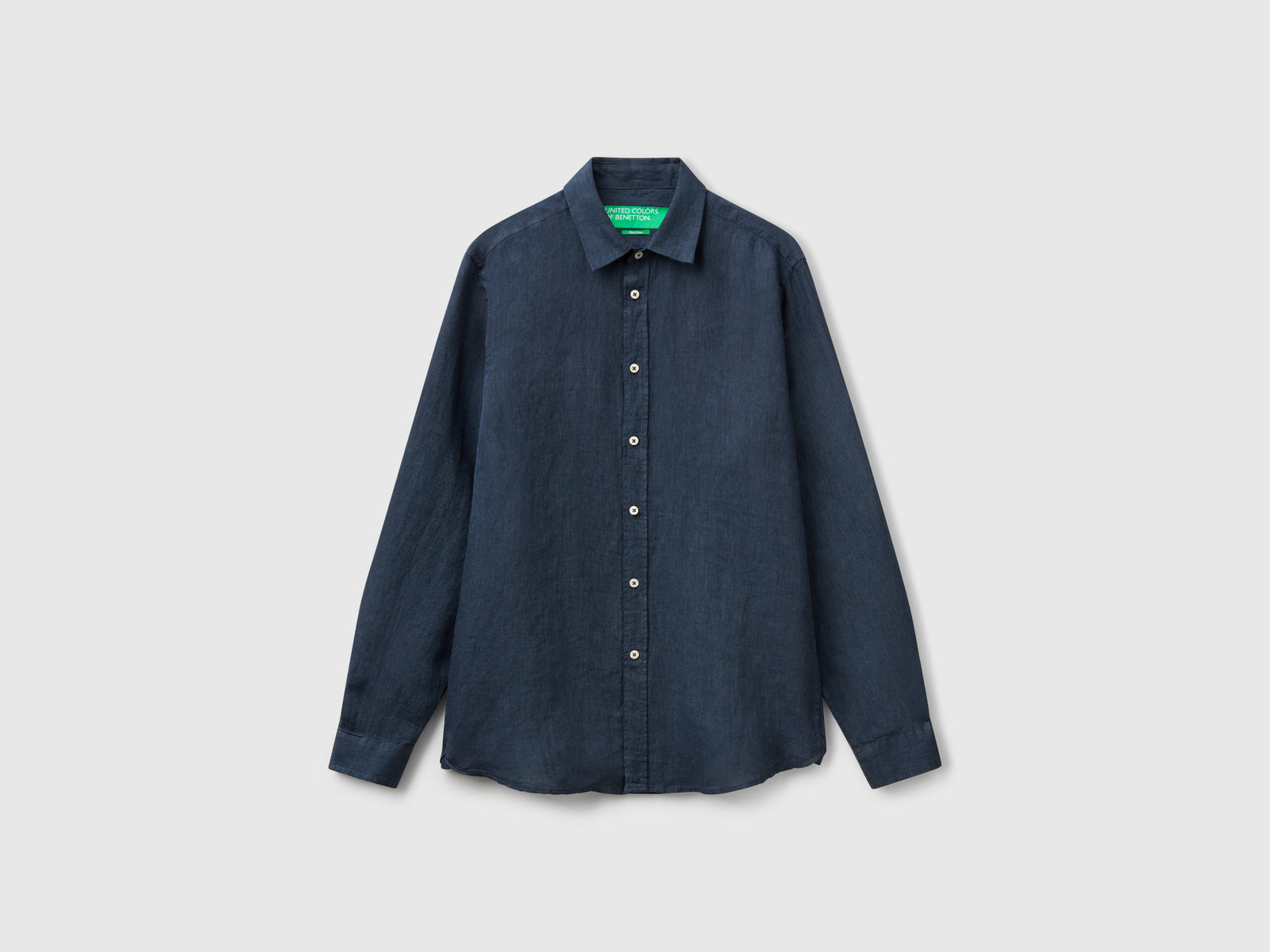 Midnight blue patterned shirt in pure linen - ucb_image_FS