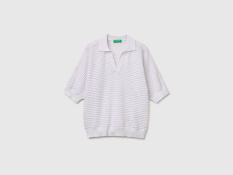 Perforated polo shirt in linen blend - ucb_image_FS