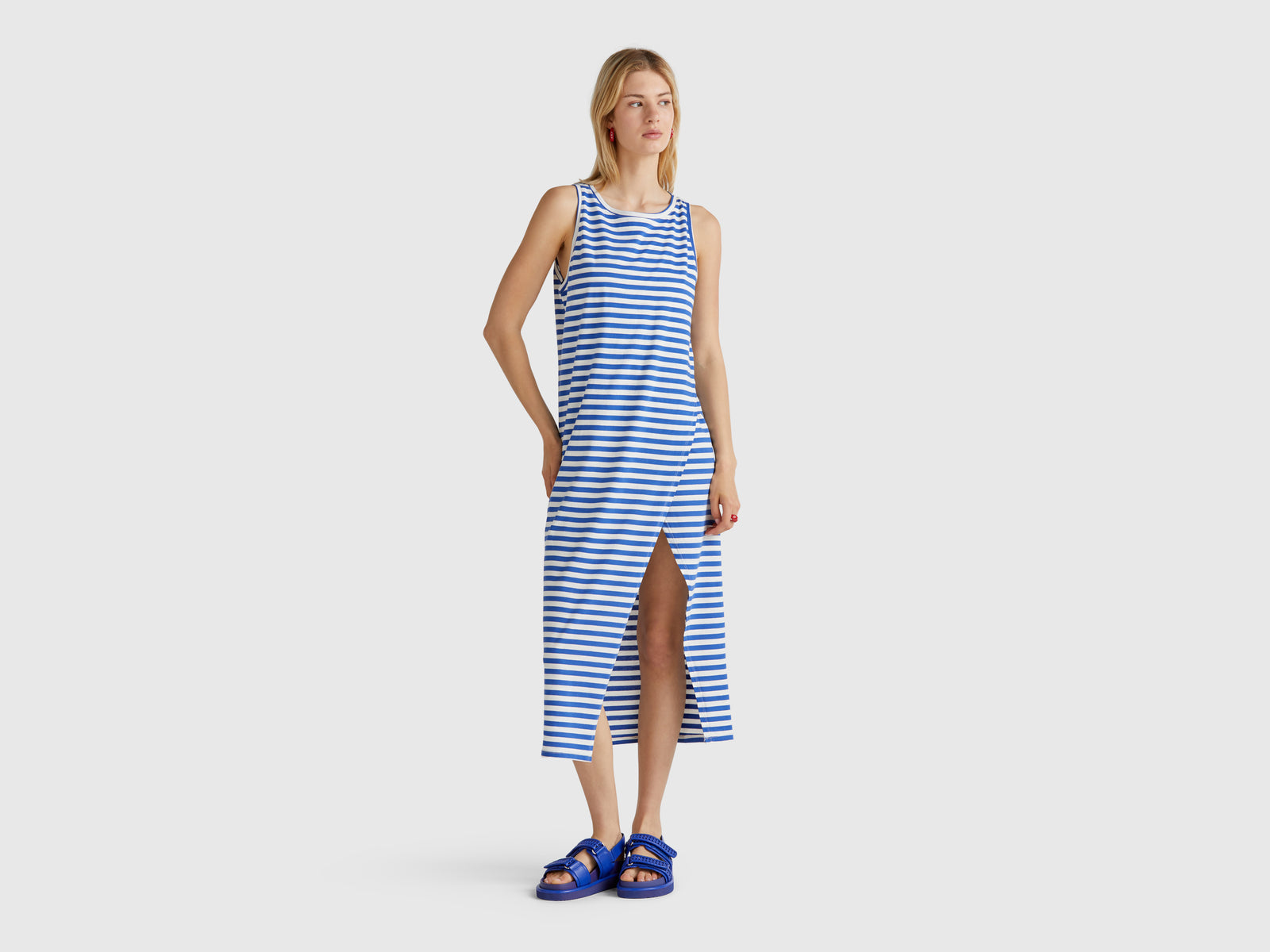 Vestido às riscas com racha - ucb_image_F