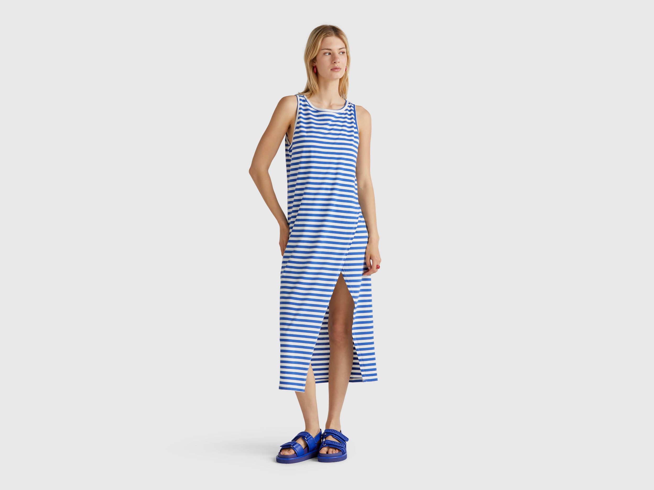 Vestido às riscas com racha - ucb_image_F