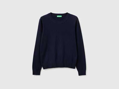 Dark blue sweater in tricot cotton - ucb_image_FS