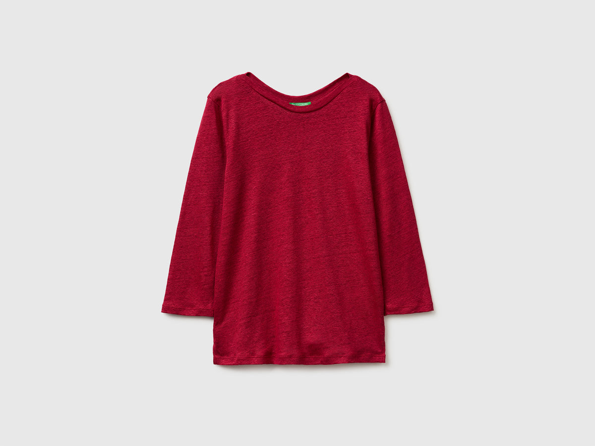 Boat-neck T-shirt in pure linen - ucb_image_FS