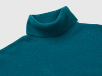 Camisola de gola alta azul-petróleo em pura lã Merino - ucb_image_DS1