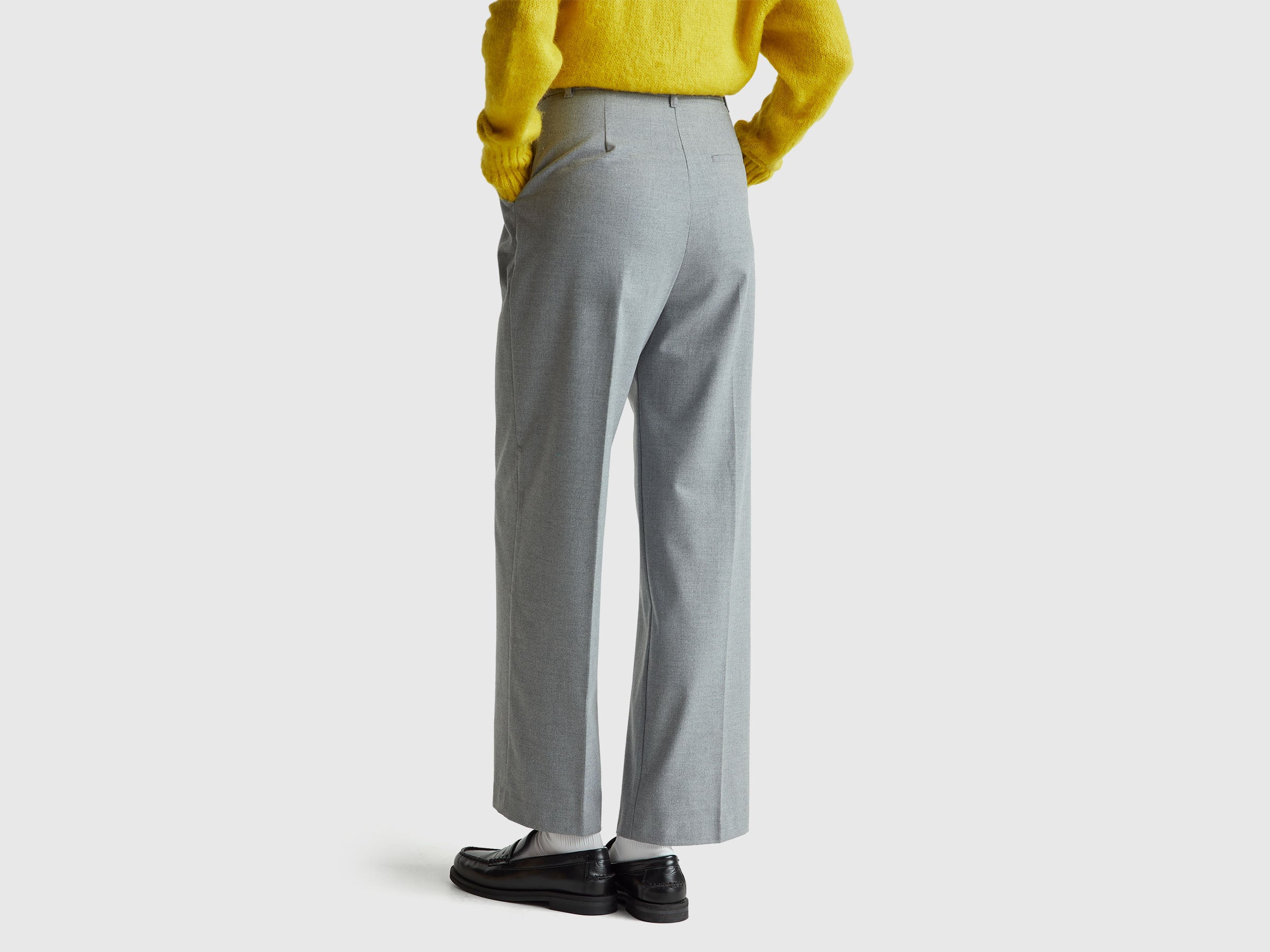 Wide flannel trousers