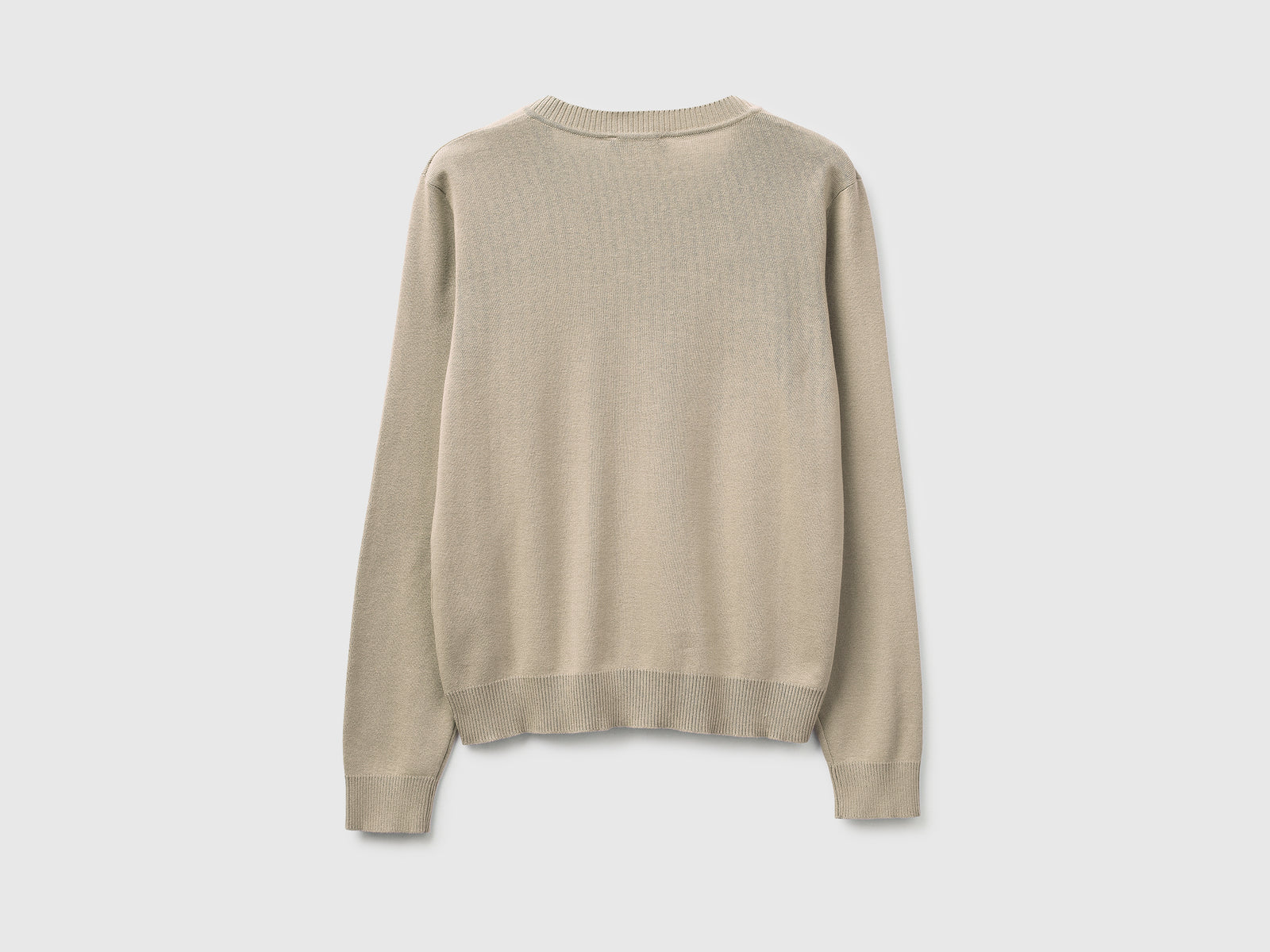 Camisola bege em algodão tricot com decote em V - ucb_image_BS