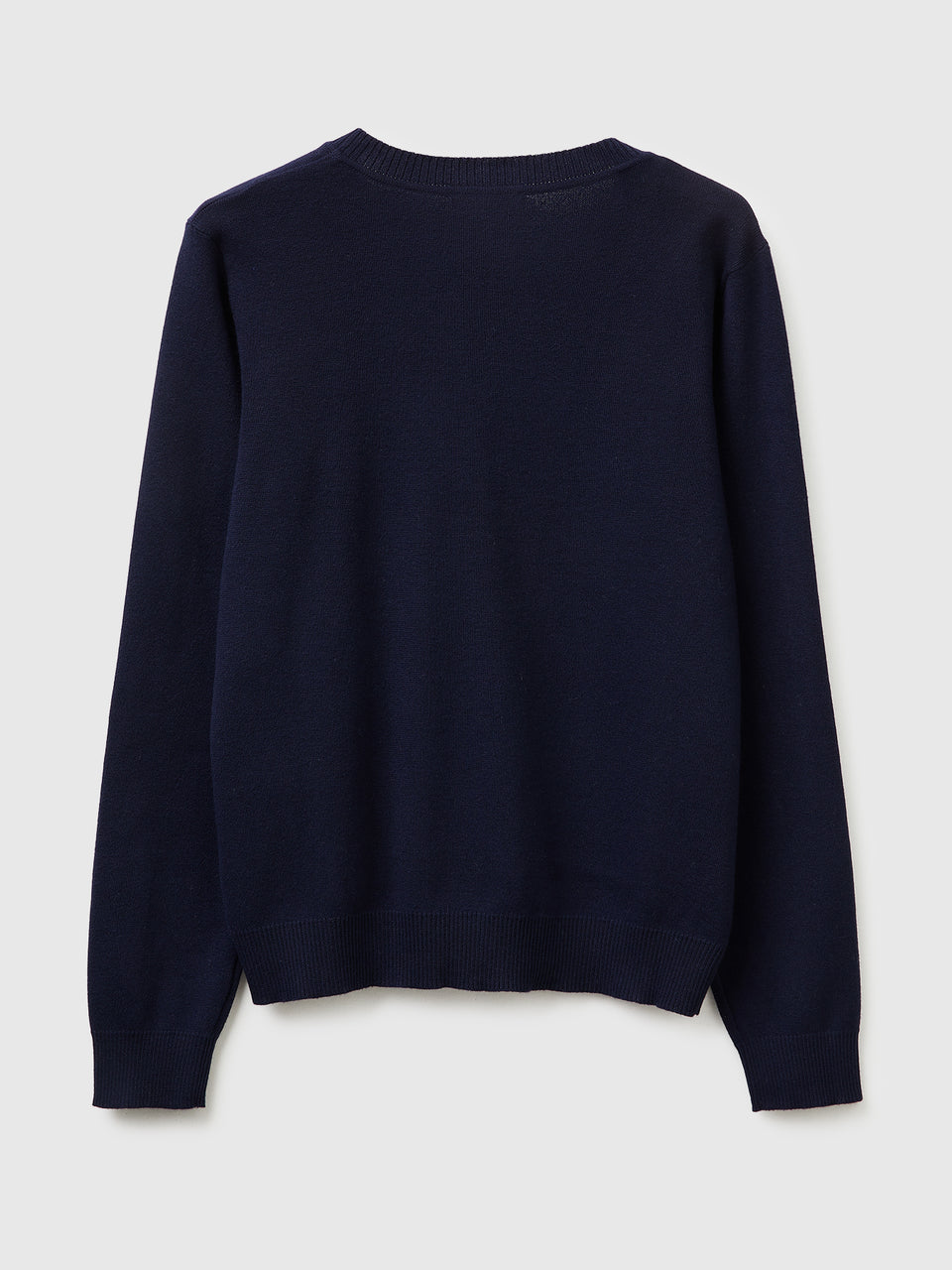 Dark blue V-neck sweater in tricot cotton - ucb_image_BS
