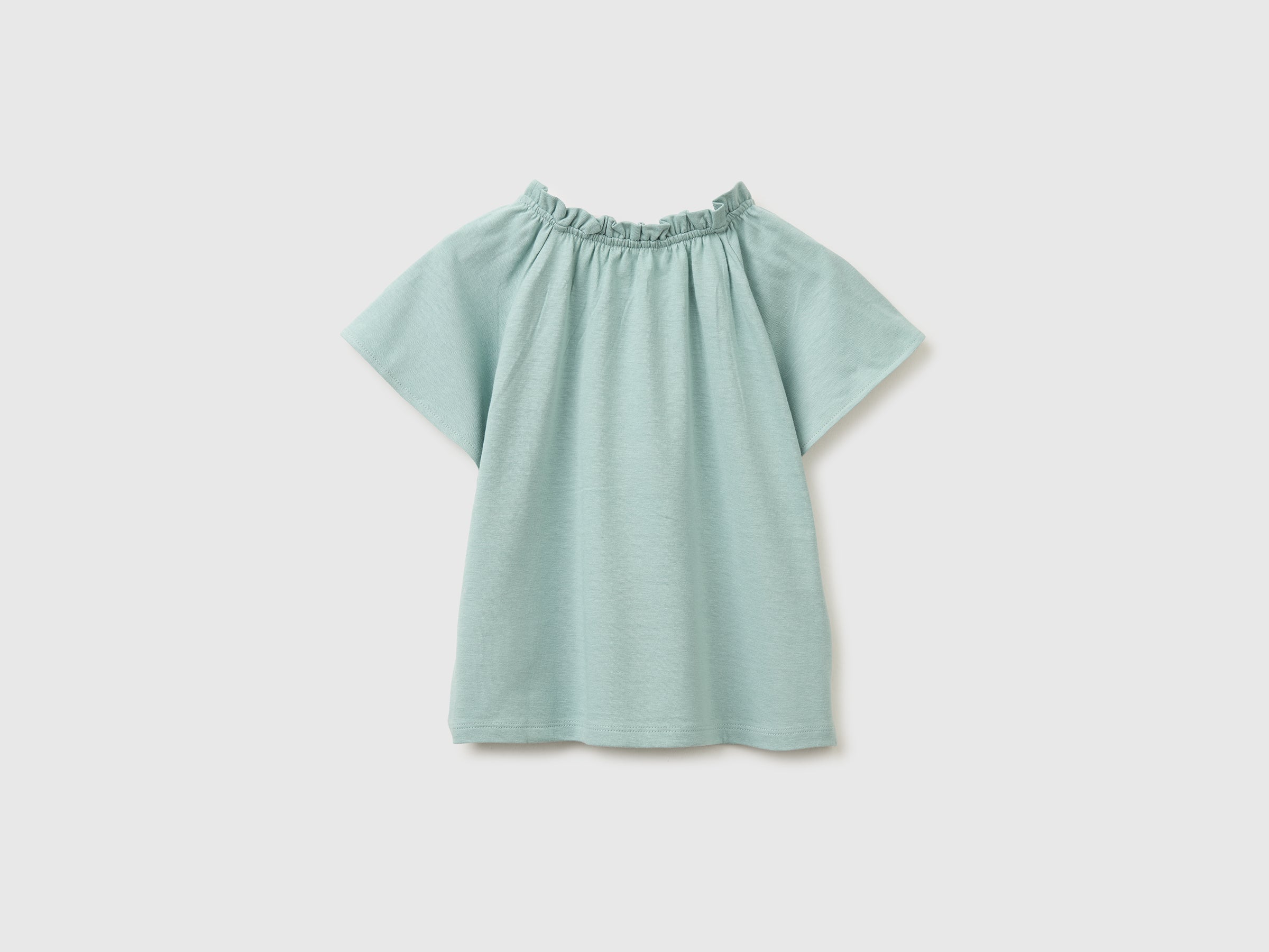 Linen blend ruffle neck T-shirt - ucb_image_BS