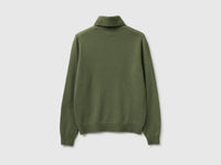 Camisola de gola alta verde militar em pura lã Merino - ucb_image_BS