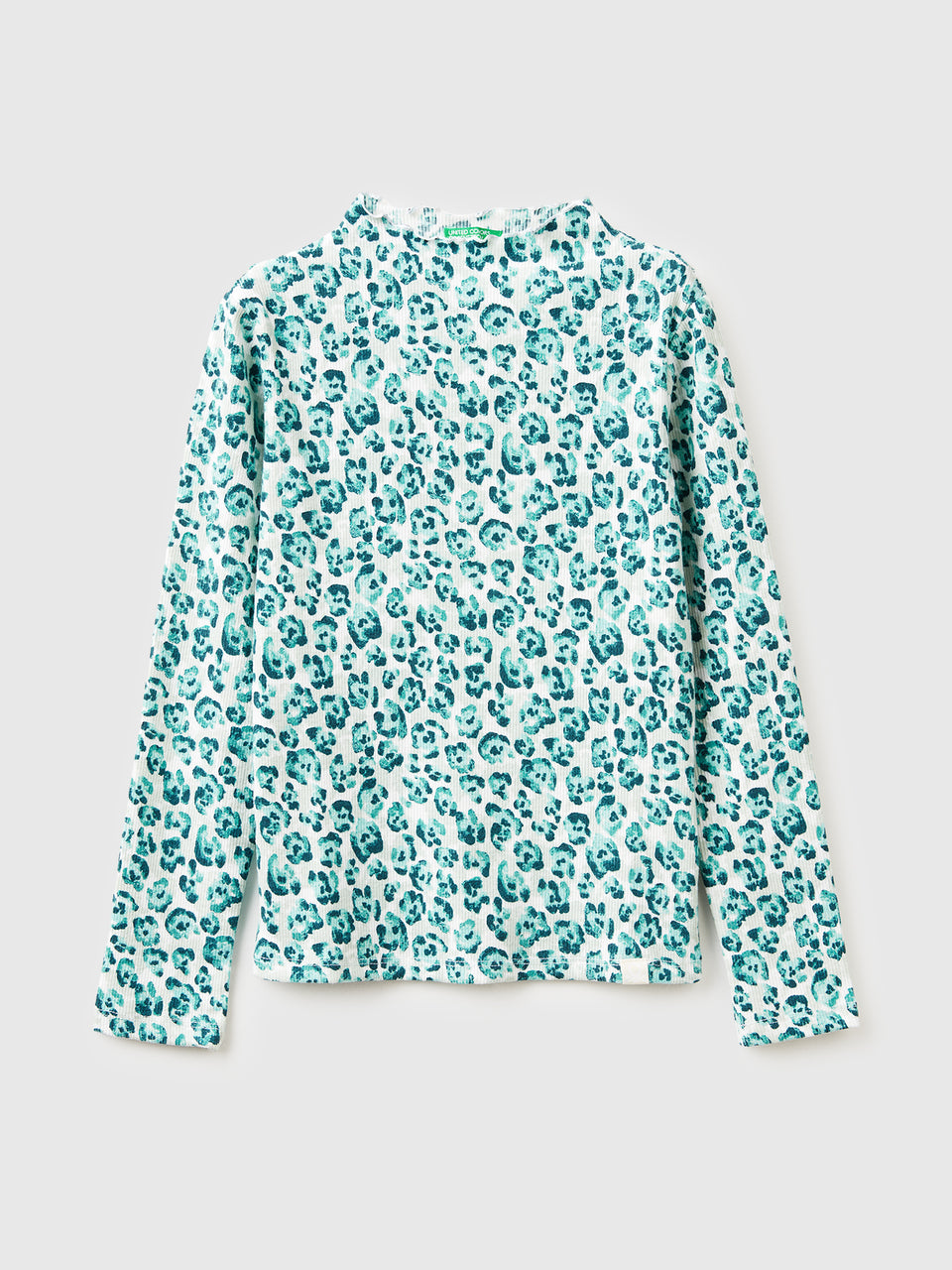 T-shirt de gola alta azul-claro com estampa animal. - ucb_image_FS