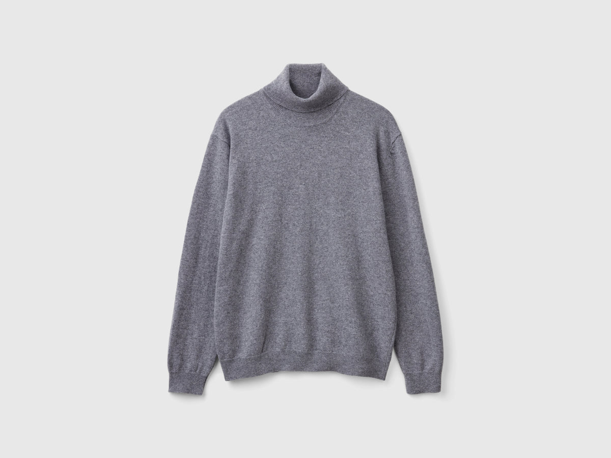 Camisola de gola alta cinzenta em pura lã Merino - ucb_image_FS
