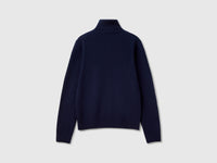 Camisola de gola alta azul-escuro em pura lã Merino - ucb_image_BS