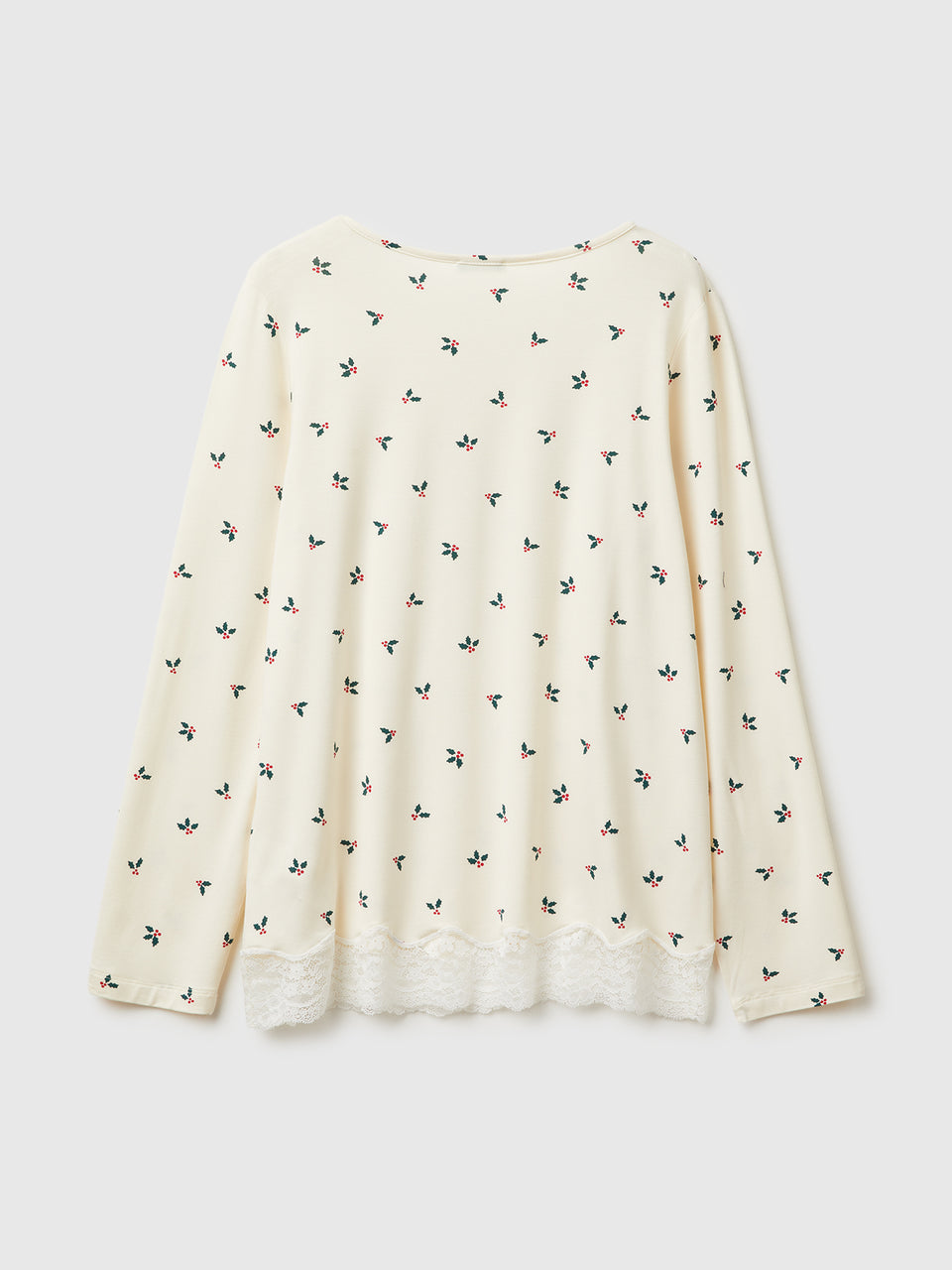 T-shirt de Natal com estampa de azevinhos e renda - ucb_image_BS