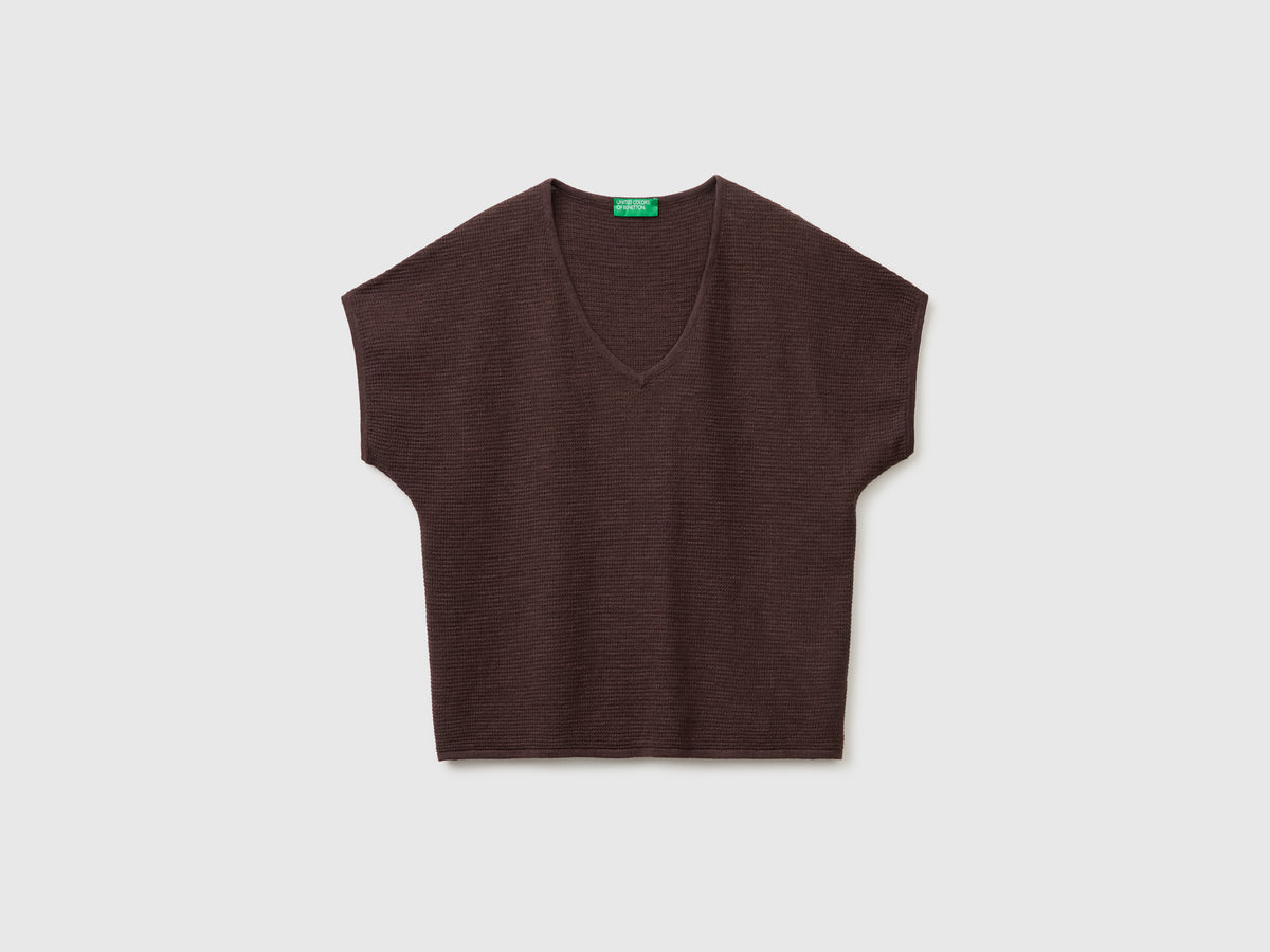 V-neck sweater in linen blend - ucb_image_FS