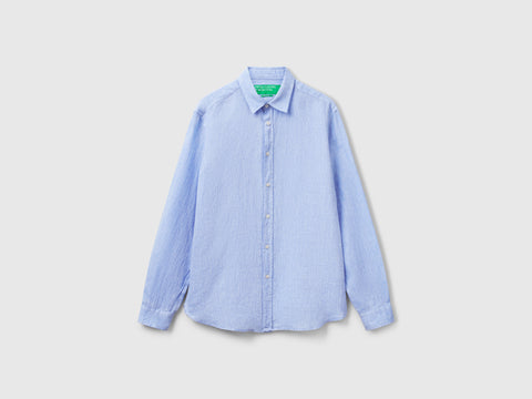 Light blue patterned shirt in pure linen - ucb_image_FS