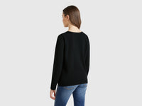 Black crew neck sweater in cashmere and wool blend - ucb_image_B