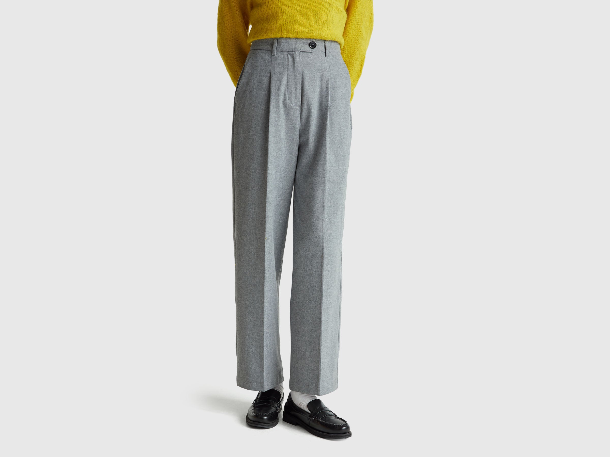 Wide flannel trousers