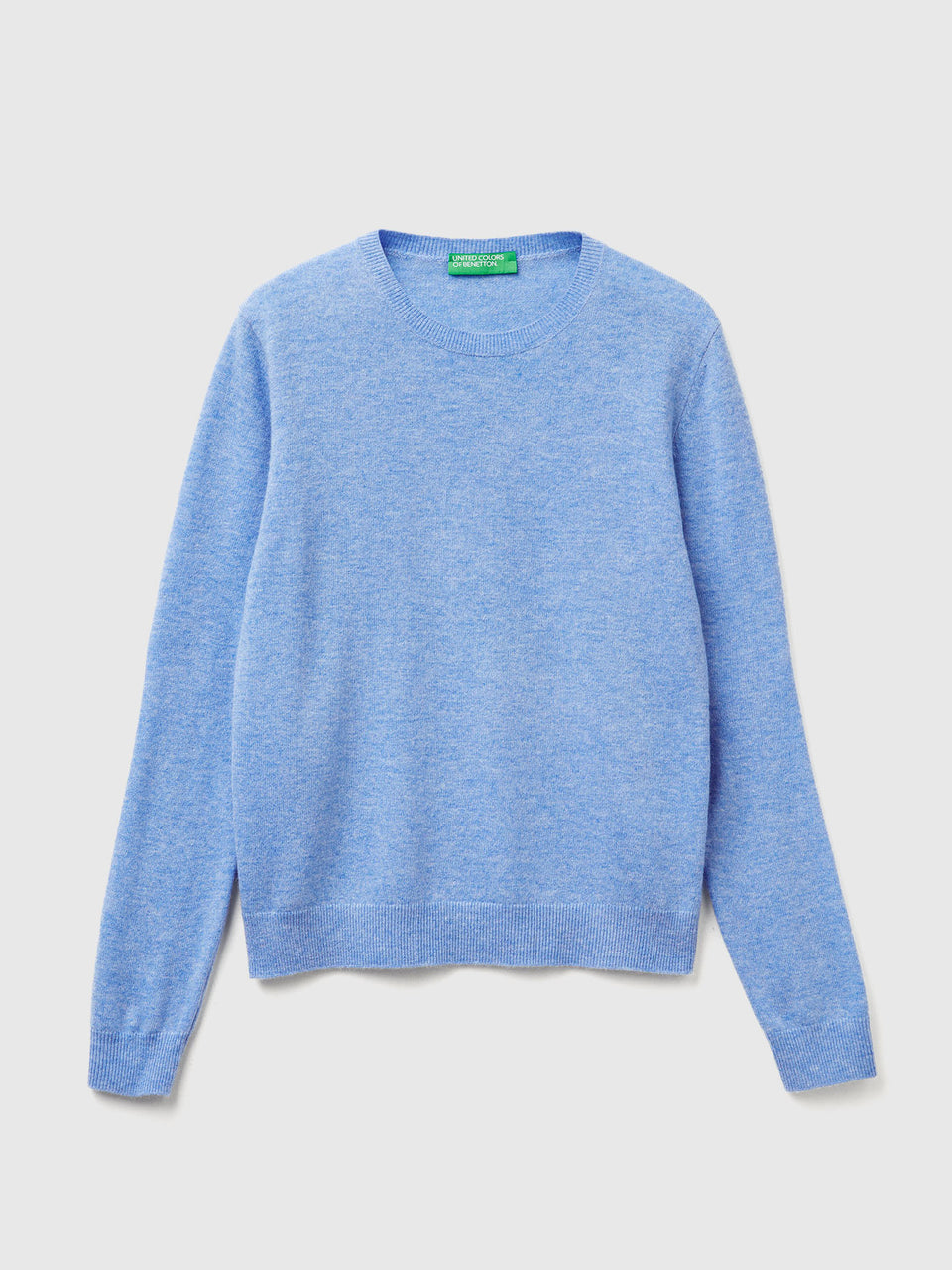 Camisola de gola redonda azul-claro em lã Merino - ucb_image_FS