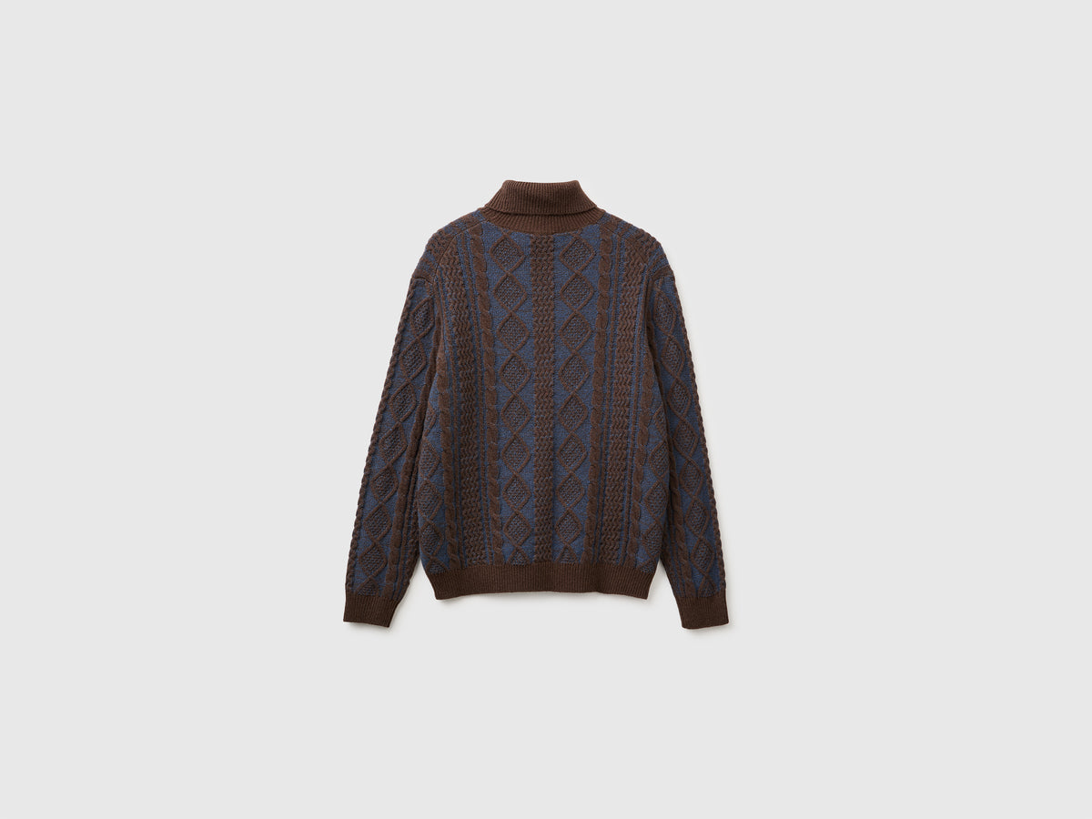 Camisola de gola alta trabalhada em mistura de lã - ucb_image_BS