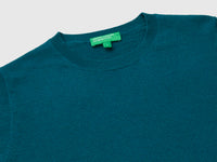 Camisola de gola redonda azul-petróleo em pura lã Merino - ucb_image_DS1