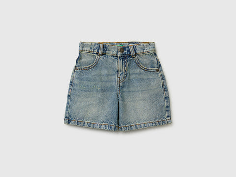 Used-effect denim Bermuda shorts - ucb_image_FS