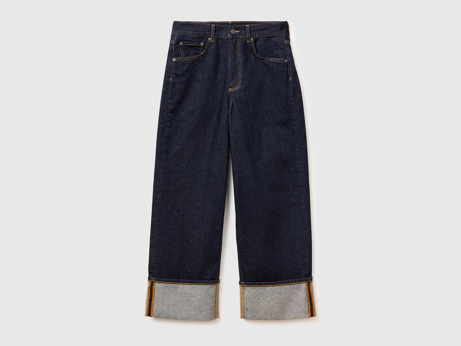 Jeans cropped com dobra lavagem rinse - ucb_image_FS