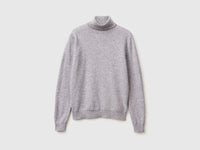 Camisola de gola alta cinza mélange em pura lã Merino - ucb_image_FS