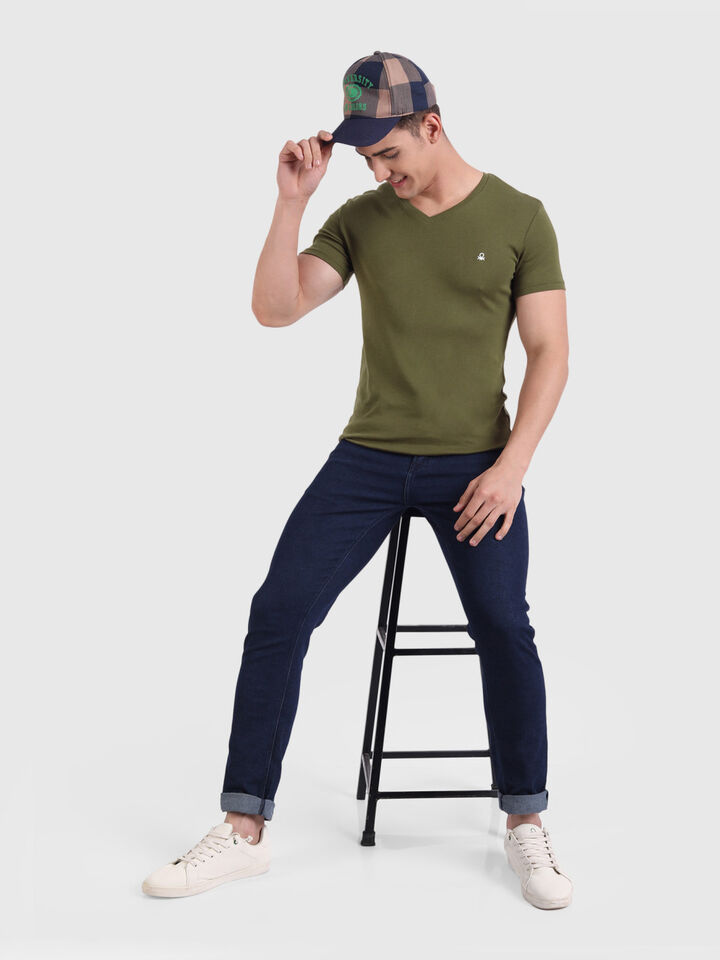 Short Sleeve Solid Polo Neck Tee