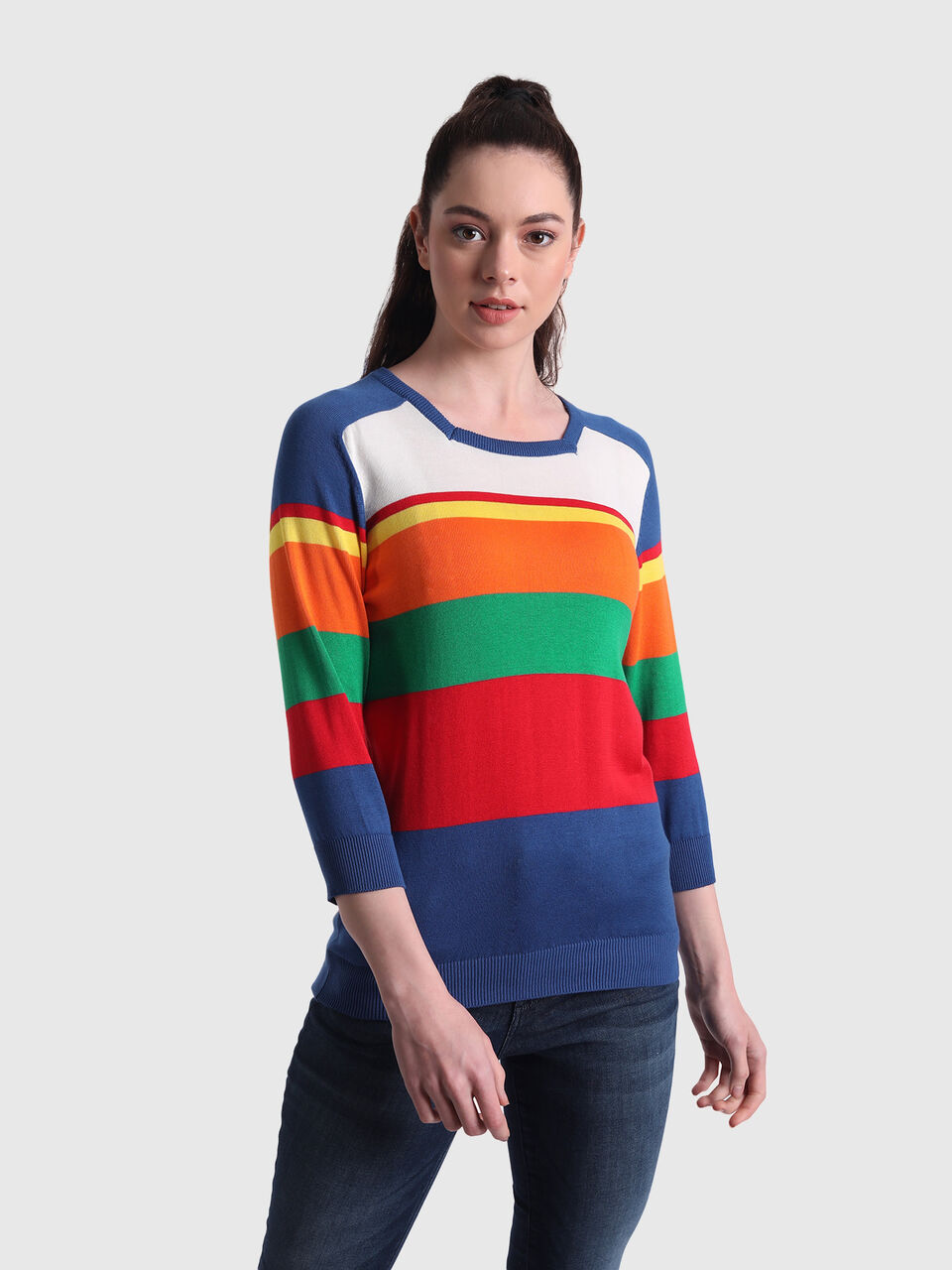 3/4th sleeved square neck top image number null