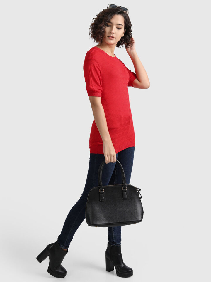 Viscose Textured Scoop Neck Solid Top