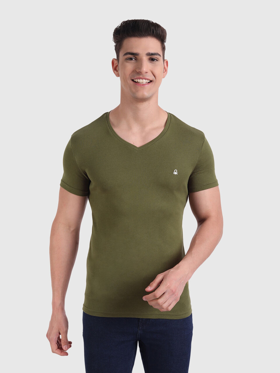 Short Sleeve Solid Polo Neck Tee image number null