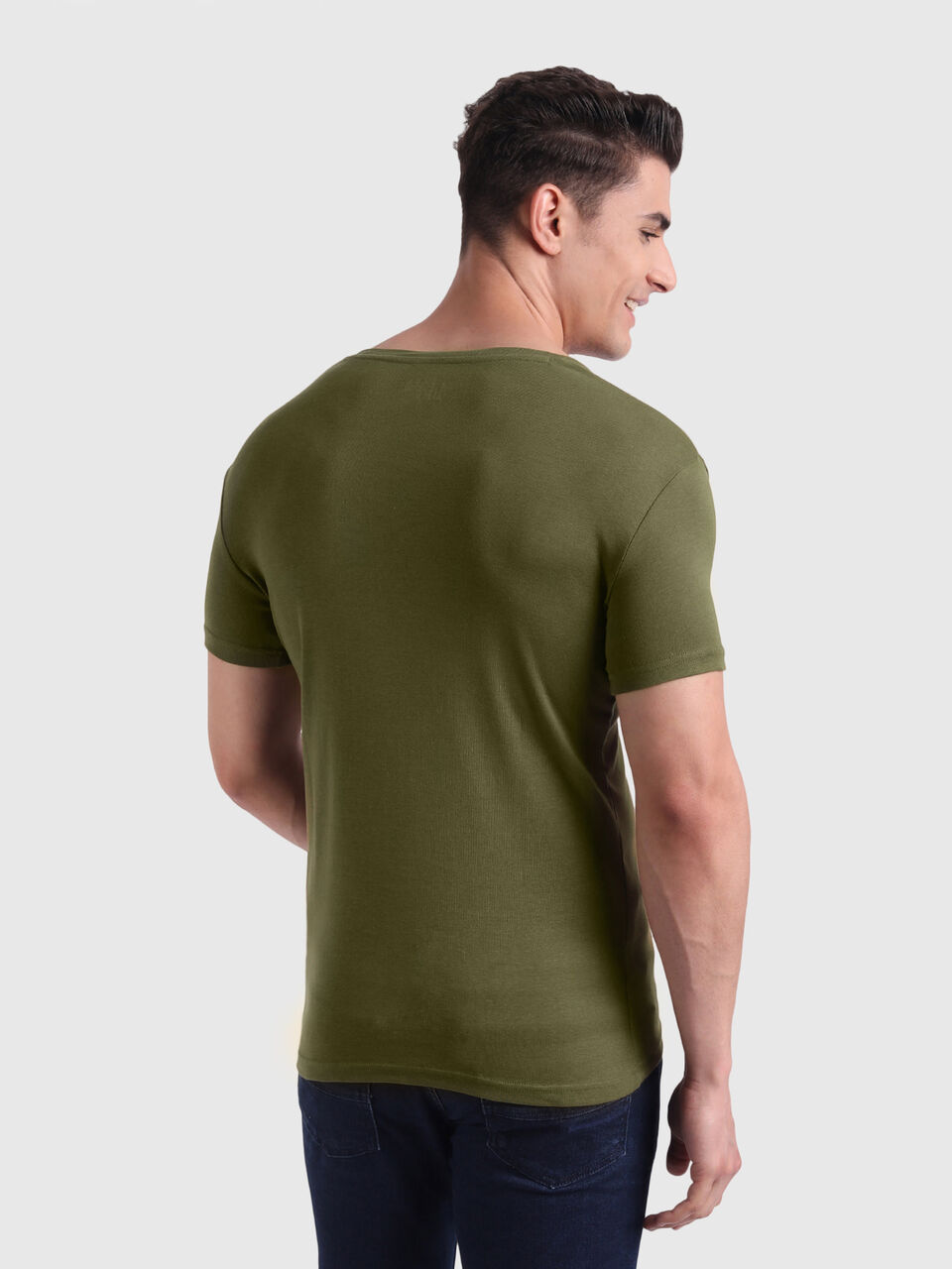 Short Sleeve Solid Polo Neck Tee image number null