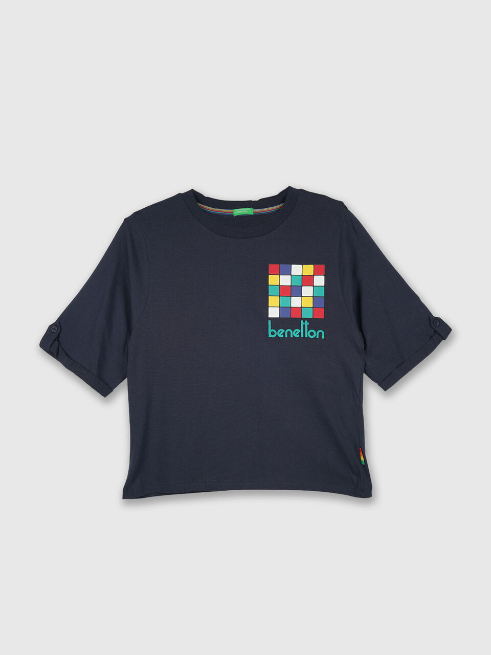 Short Sleevetee With Square Color Blk Print image number null