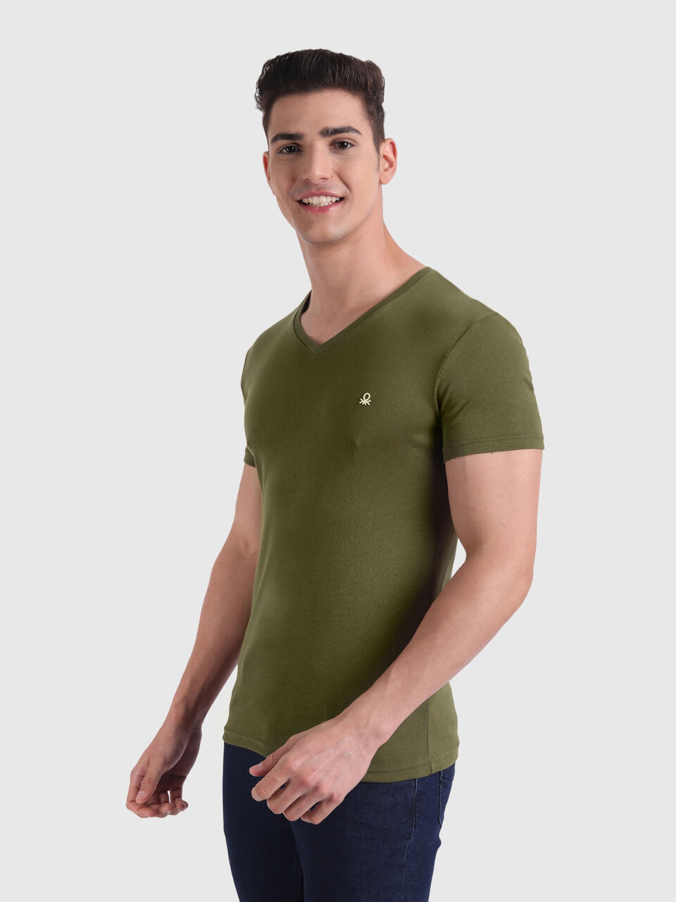 Short Sleeve Solid Polo Neck Tee image number null