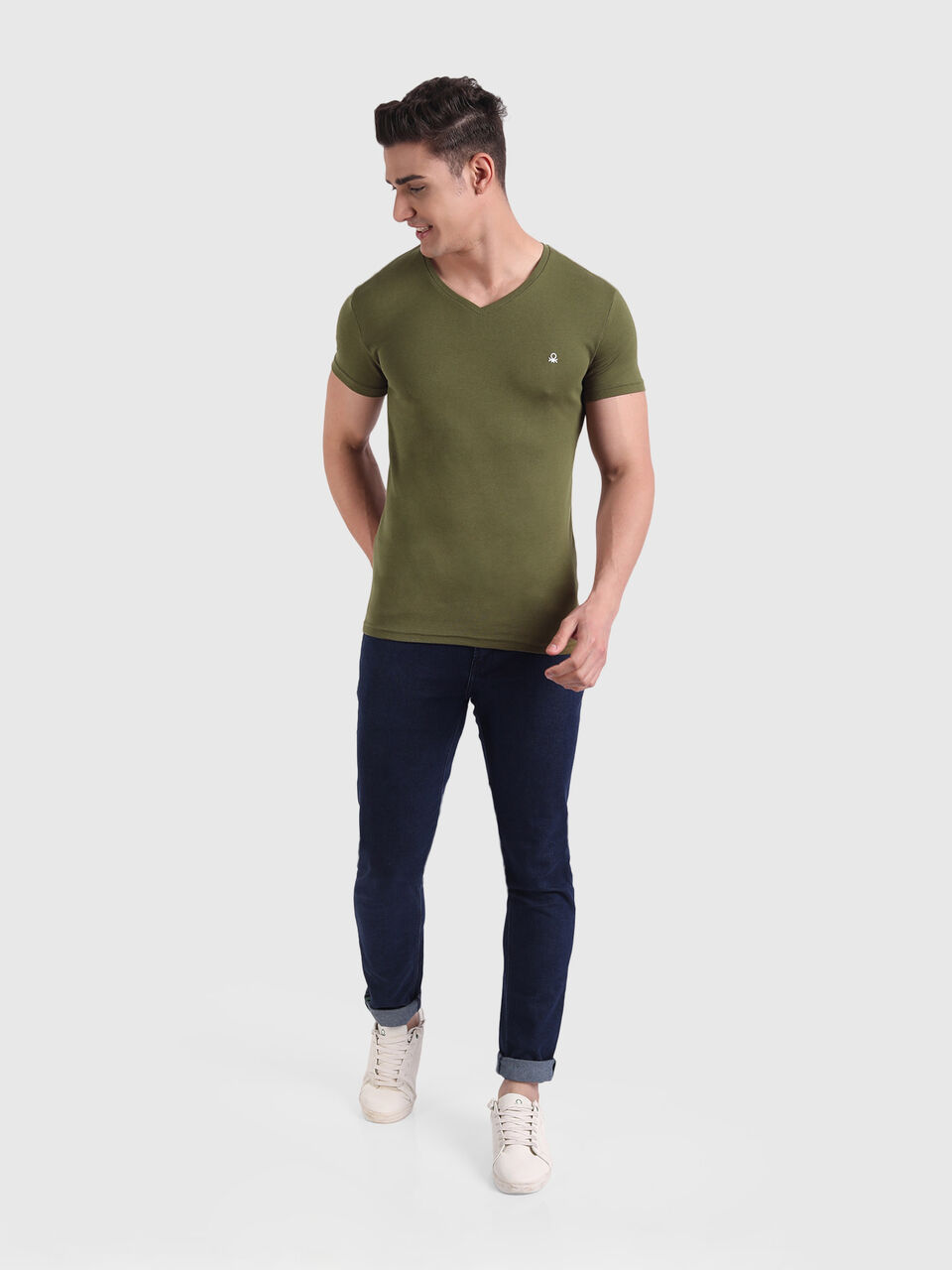 Short Sleeve Solid Polo Neck Tee image number null