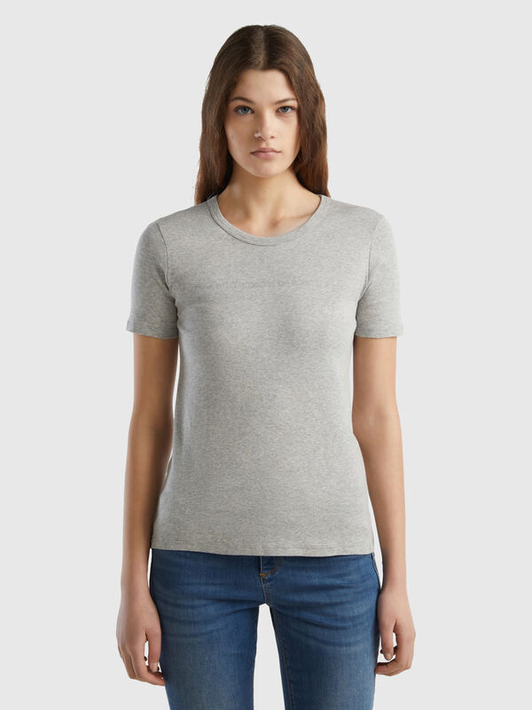 T-shirt 100% βαμβακερό με glitter τύπωμα λογότυπο Γυναικεία