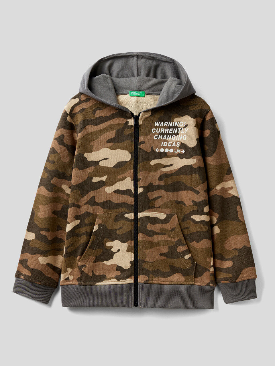 Camouflage hoodie with prints