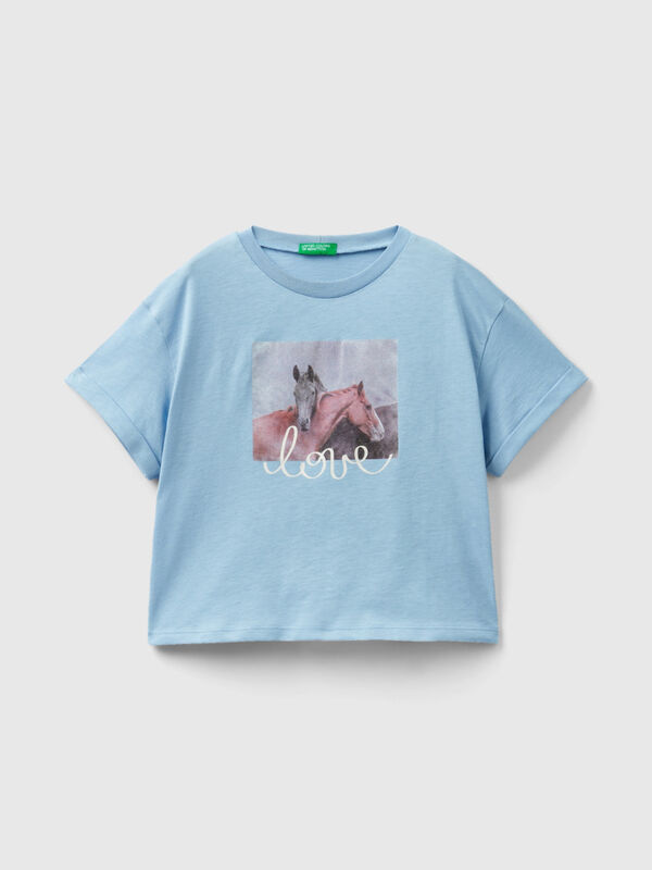 Μπλούζα με τύπωμα φωτογραφία με άλογα Κορίτσι